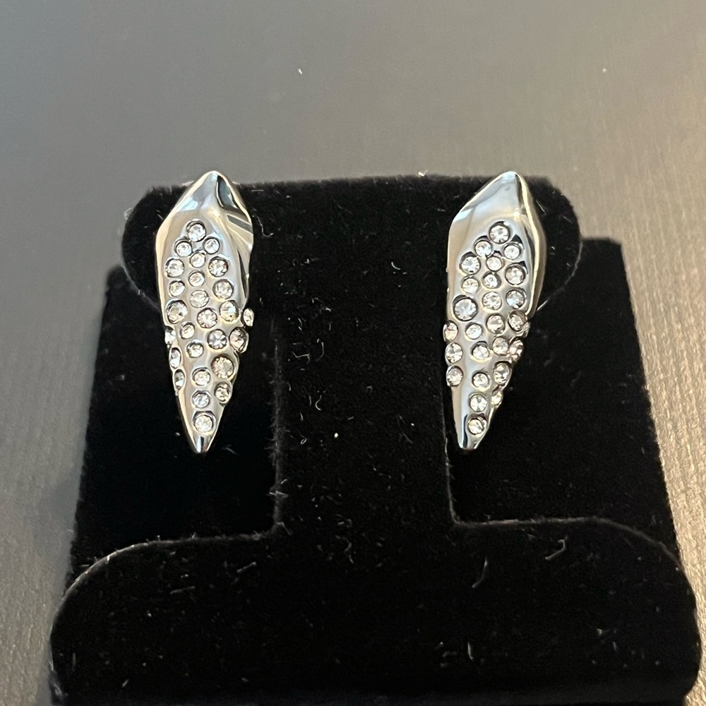 Alexis Bittar gunmetal and crystal stud earrings